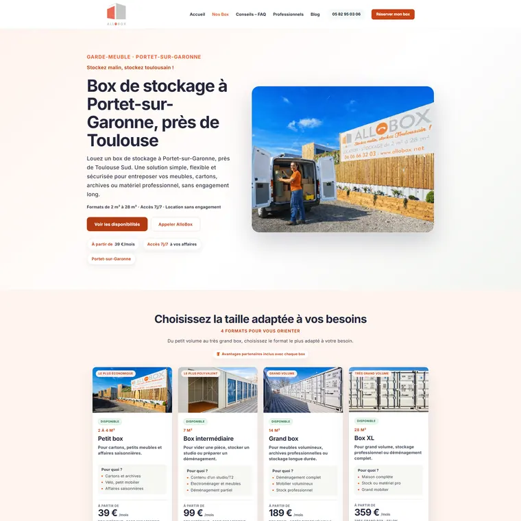 AlloBox — page Nos Box après refonte