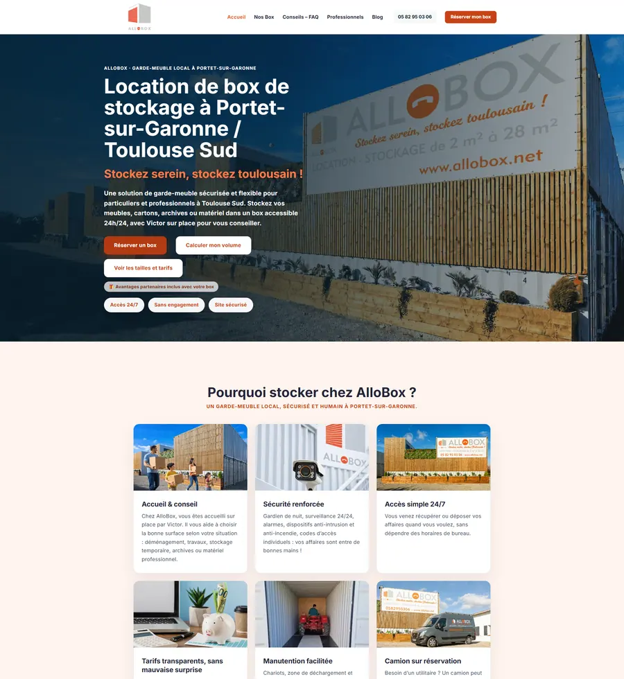 AlloBox — homepage après refonte réalisée par Phuc Labs