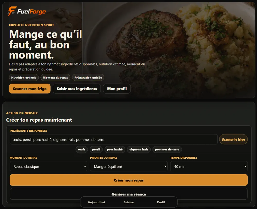 FuelForge — application de nutrition sportive développée par Phuc Labs